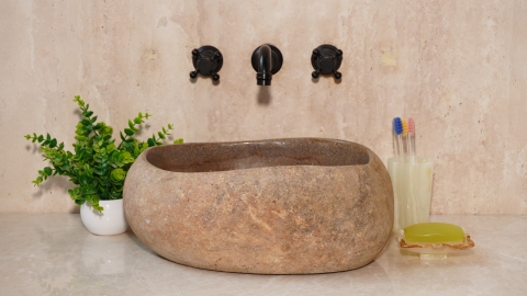 Мойка в ванную Piedra M460 из речного камня  Beige ИНДОНЕЗИЯ 00501111460_3