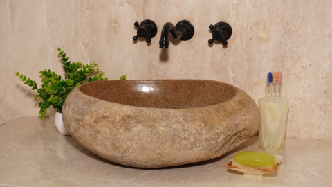 Мойка в ванную Piedra M592 из речного камня  Beige ИНДОНЕЗИЯ 00501111592_1