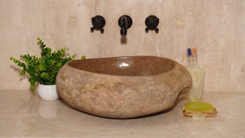 Мойка в ванную Piedra M592 из речного камня  Beige ИНДОНЕЗИЯ 00501111592_2