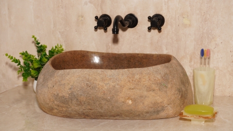 Раковина для ванной Piedra M619 из речного камня  Beige ИНДОНЕЗИЯ 00501111619_1