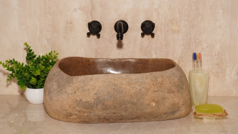 Раковина для ванной Piedra M619 из речного камня  Beige ИНДОНЕЗИЯ 00501111619_2