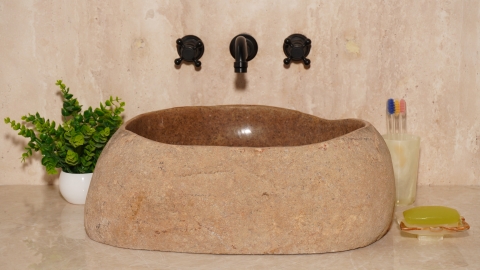 Раковина для ванной Piedra M619 из речного камня  Beige ИНДОНЕЗИЯ 00501111619_3