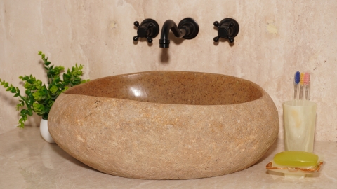 Мойка в ванную Piedra M620 из речного камня  Beige ИНДОНЕЗИЯ 00501111620_1