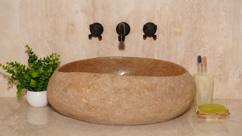 Мойка в ванную Piedra M620 из речного камня  Beige ИНДОНЕЗИЯ 00501111620_2