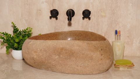 Мойка в ванную Piedra M620 из речного камня  Beige ИНДОНЕЗИЯ 00501111620_3