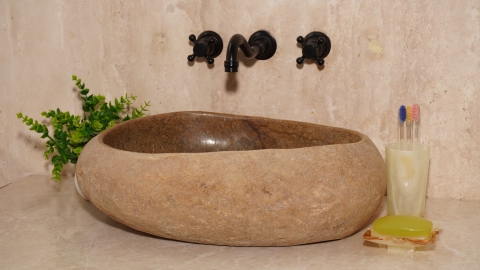 Раковина для ванной Piedra M621 из речного камня  Beige ИНДОНЕЗИЯ 00501111621_1