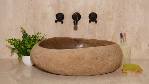 Раковина для ванной Piedra M621 из речного камня  Beige ИНДОНЕЗИЯ 00501111621_2