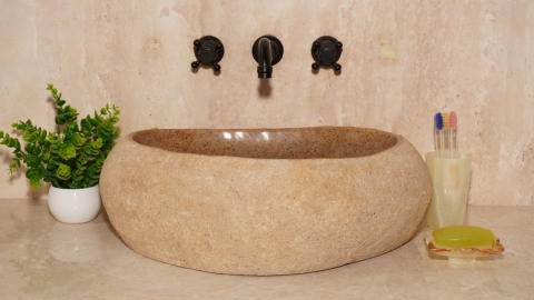 Мойка в ванную Piedra M622 из речного камня  Beige ИНДОНЕЗИЯ 00501111622_2