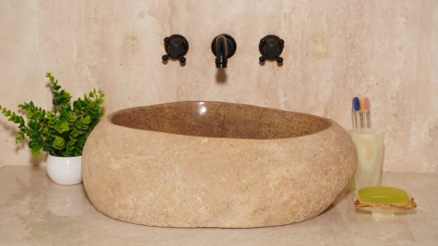 Мойка в ванную Piedra M622 из речного камня  Beige ИНДОНЕЗИЯ 00501111622_3