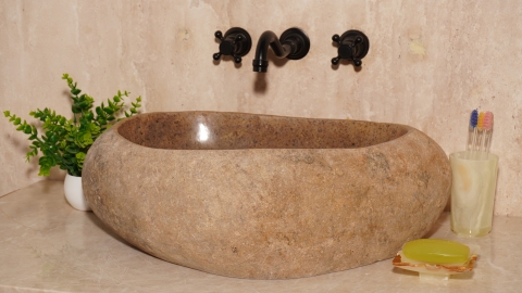Раковина для ванной Piedra M467 из речного камня  Beige ИНДОНЕЗИЯ 00501111467_1