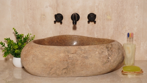 Раковина для ванной Piedra M467 из речного камня  Beige ИНДОНЕЗИЯ 00501111467_3