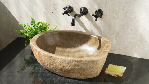 Мойка в ванную Piedra M623 из речного камня  Beige ИНДОНЕЗИЯ 00501111623_1
