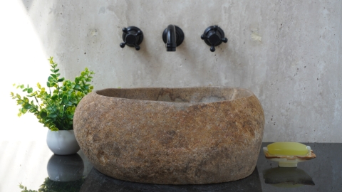Раковина для ванной Piedra M478 из речного камня  Beige ИНДОНЕЗИЯ 00501111478_2