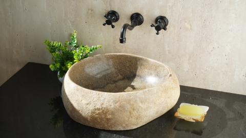 Мойка в ванную Piedra M480 из речного камня  Beige ИНДОНЕЗИЯ 00501111480_1