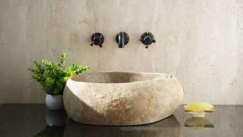 Мойка в ванную Piedra M480 из речного камня  Beige ИНДОНЕЗИЯ 00501111480_2