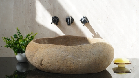 Раковина для ванной Piedra M633 из речного камня  Beige ИНДОНЕЗИЯ 00501111633_3
