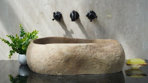 Раковина для ванной Piedra M634 из речного камня  Beige ИНДОНЕЗИЯ 00501111634_3