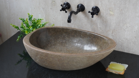 Мойка в ванную Piedra M635 из речного камня  Beige ИНДОНЕЗИЯ 00501111635_1