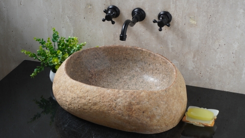 Раковина для ванной Piedra M496 из речного камня  Beige ИНДОНЕЗИЯ 00501111496_1