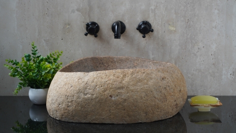 Раковина для ванной Piedra M496 из речного камня  Beige ИНДОНЕЗИЯ 00501111496_3