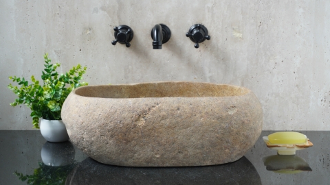Раковина для ванной Piedra M636 из речного камня  Beige ИНДОНЕЗИЯ 00501111636_2