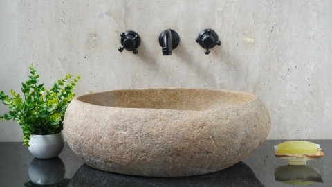Раковина для ванной Piedra M636 из речного камня  Beige ИНДОНЕЗИЯ 00501111636_3