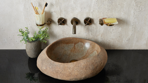 Раковина для ванной Piedra M235 из речного камня  Blanca ИНДОНЕЗИЯ 00508411235_9