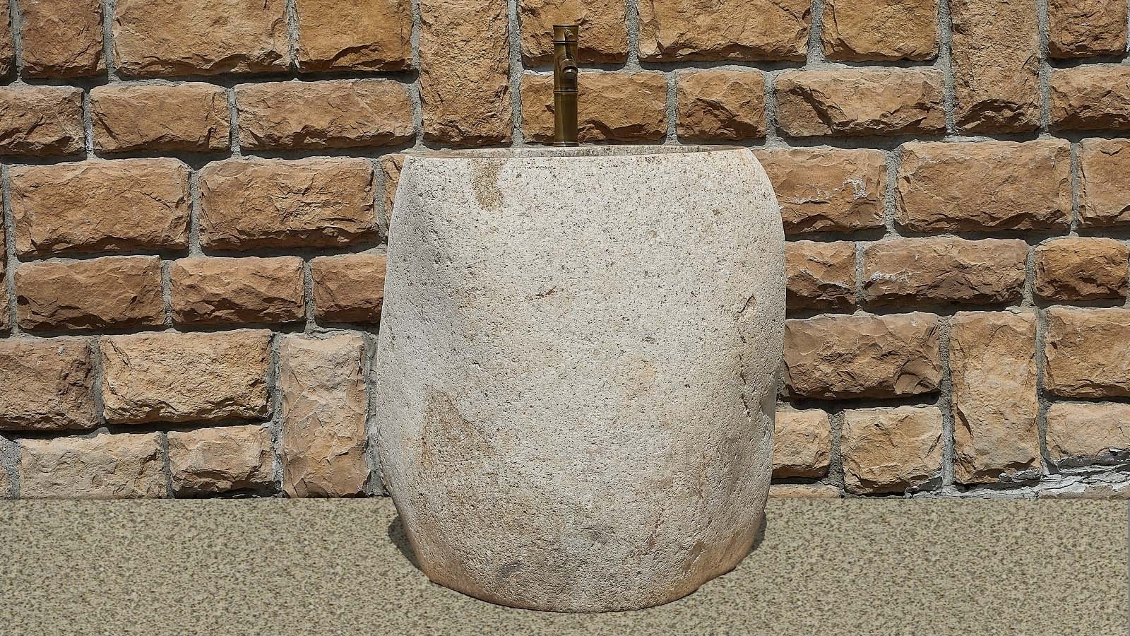 Гранитная раковина Piedra из речного камня Blanca 00508411558_6 Мойка в ванную Piedra M558 из речного камня Blanca ИНДОНЕЗИЯ 00508411558_6