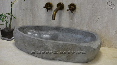 Раковина для ванной Piedra M27 из речного камня  Gris ИНДОНЕЗИЯ 0050451127_3