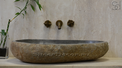 Раковина для ванной комнаты Piedra M23 из речного камня  Gris ИНДОНЕЗИЯ 0050451123_1