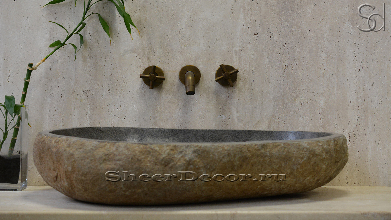Раковина для ванной комнаты Piedra M23 из речного камня  Gris ИНДОНЕЗИЯ 0050451123_4