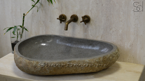 Раковина для ванной комнаты Piedra M23 из речного камня  Gris ИНДОНЕЗИЯ 0050451123_2
