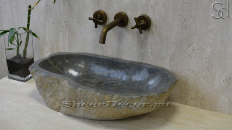 Раковина для ванной комнаты Piedra M22 из речного камня  Gris ИНДОНЕЗИЯ 0050451122_2