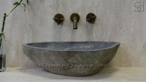 Раковина для ванной Piedra M7 из речного камня  Gris ИНДОНЕЗИЯ 005045117_2