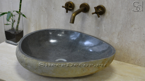 Раковина для ванной комнаты Piedra M4 из речного камня  Gris ИНДОНЕЗИЯ 005045114_3
