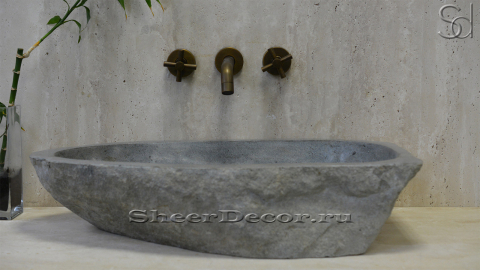 Раковина для ванной Piedra M14 из речного камня  Gris ИНДОНЕЗИЯ 0050451114_2