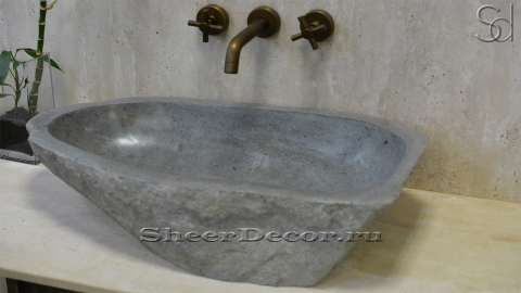 Раковина для ванной Piedra M14 из речного камня  Gris ИНДОНЕЗИЯ 0050451114_3