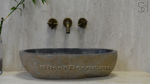 Раковина для ванной комнаты Piedra M20 из речного камня  Gris ИНДОНЕЗИЯ 0050451120_2