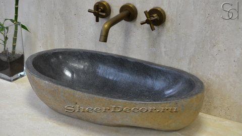 Раковина для ванной комнаты Piedra M20 из речного камня  Gris ИНДОНЕЗИЯ 0050451120_3