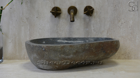 Раковина для ванной Piedra M11 из речного камня  Gris ИНДОНЕЗИЯ 0050451111_2