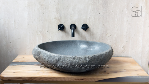 Раковина для ванной комнаты Piedra M18 из речного камня  Gris ИНДОНЕЗИЯ 0050451118_1