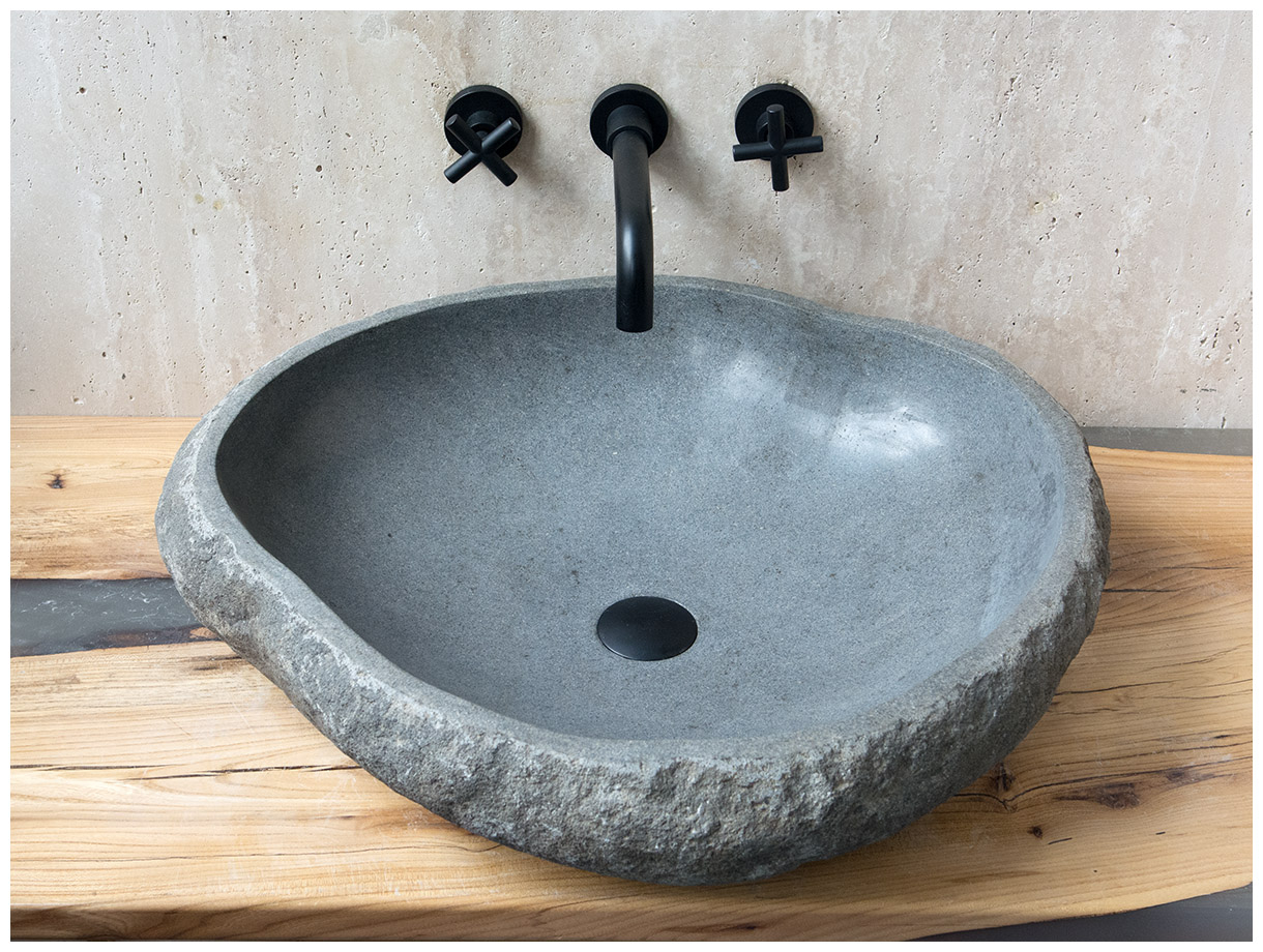 Раковина для ванной комнаты Piedra M18 из речного камня  Gris ИНДОНЕЗИЯ 0050451118_4