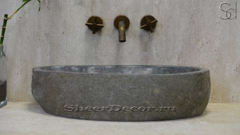 Раковина для ванной комнаты Piedra M19 из речного камня  Gris ИНДОНЕЗИЯ 0050451119_2
