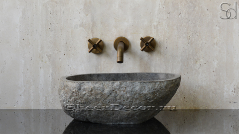 Раковина для ванной комнаты Piedra M26 из речного камня  Gris ИНДОНЕЗИЯ 0050451126_2