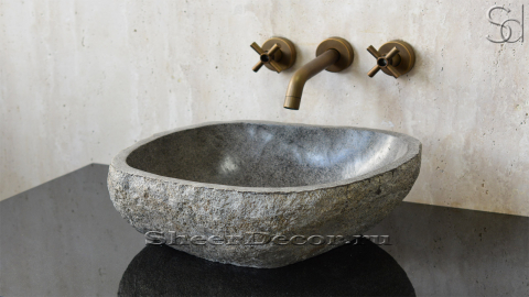 Раковина для ванной комнаты Piedra M26 из речного камня  Gris ИНДОНЕЗИЯ 0050451126_3