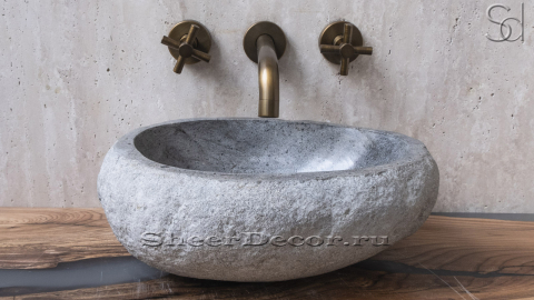 Раковина для ванной Piedra M83 из речного камня  Gris ИНДОНЕЗИЯ 0050451183_2