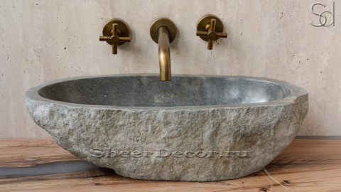 Раковина для ванной комнаты Piedra M84 из речного камня  Gris ИНДОНЕЗИЯ 0050451184_2