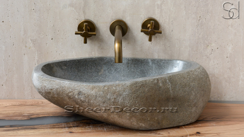 Раковина для ванной комнаты Piedra M86 из речного камня  Gris ИНДОНЕЗИЯ 0050451186_2