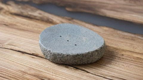 Мыльница на столешницу в ванную Piedra из речного камня гранита Gris_1