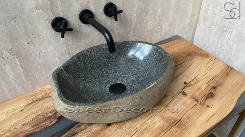Раковина для ванной комнаты Piedra M206 из речного камня  Gris ИНДОНЕЗИЯ 00504511206_2